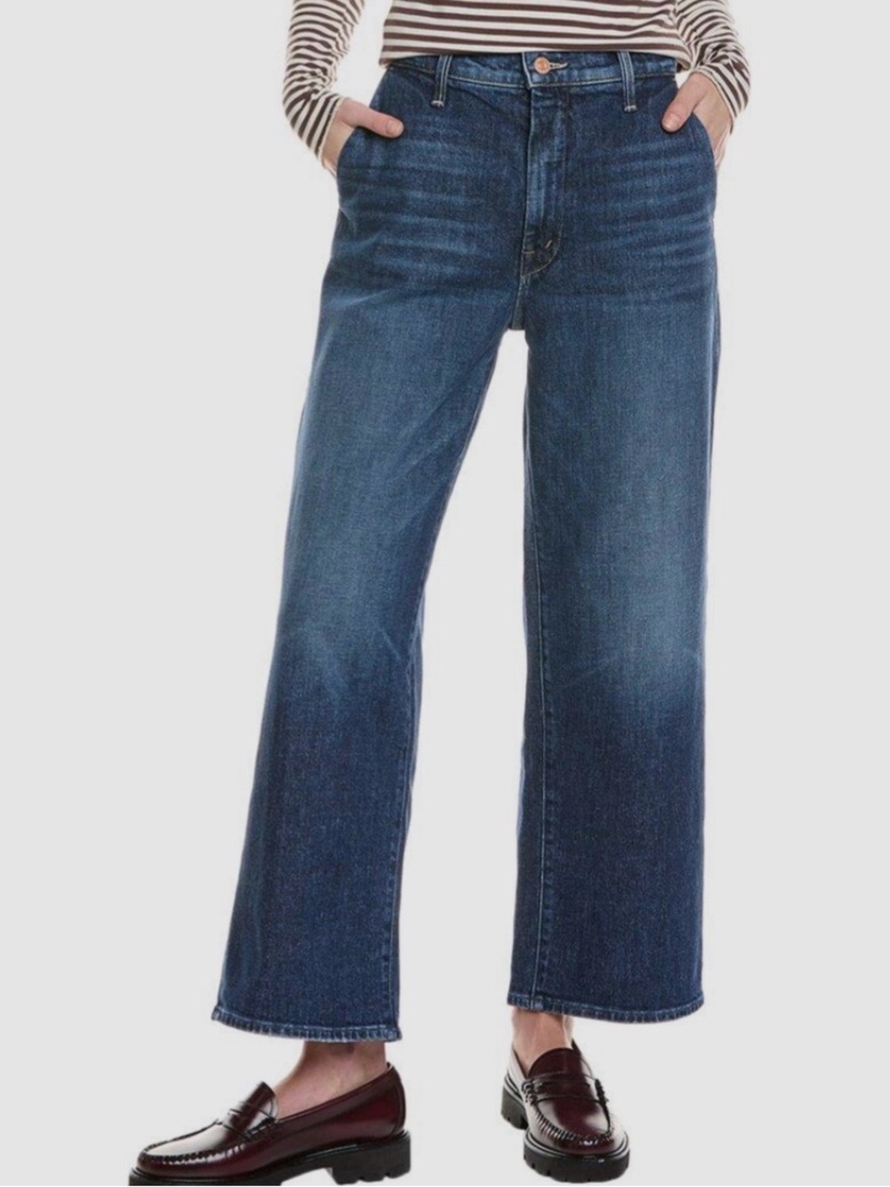 MOTHER The Doger Prep Ankle Yee Haw medium dark wash loose wide leg size 25